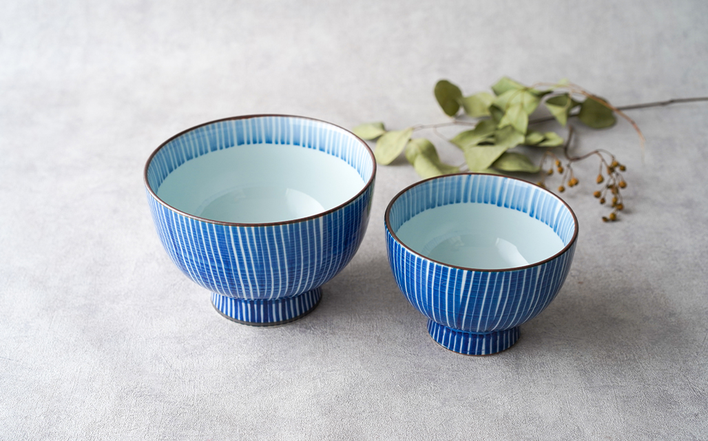 在庫限り／ 千筋千段 高台丼（大）15.5cm 有田焼 // 和食器 食器 磁器