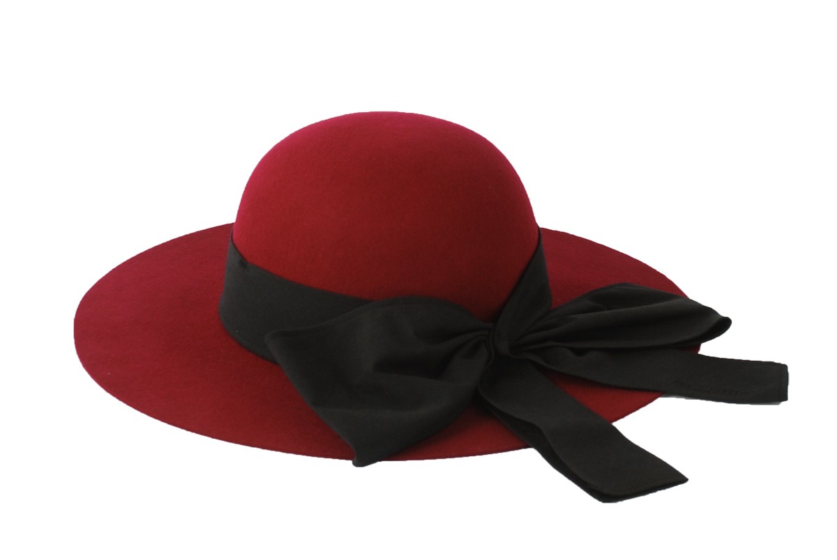 ビッグリボン付き女優帽 帽子 レディース フェルト つば広 キャペリン