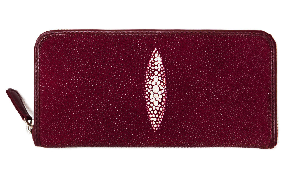 スティングレイ レザー ラウンドファスナー 長財布 エイ革 本革 スター