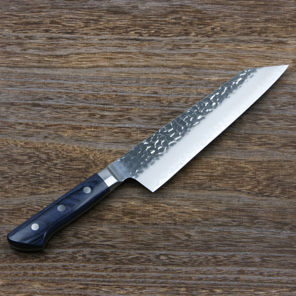 三徳包丁 切付型 両刃 190mm 槌目仕上げ AUS10 三層鋼 ステンレス 共