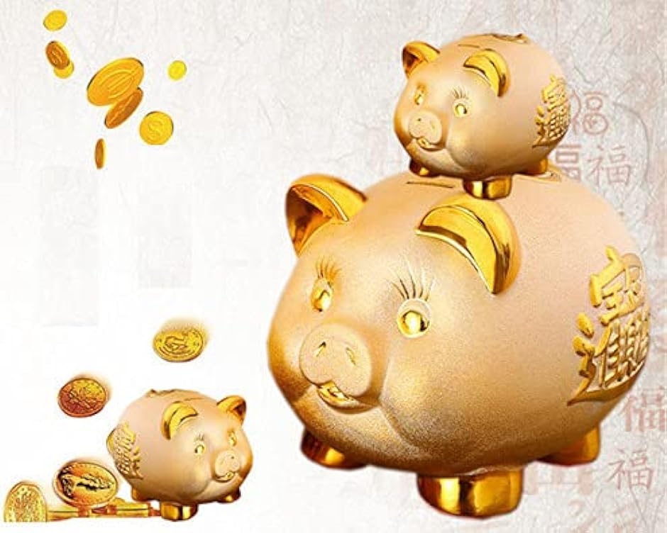 豚の貯金箱 ゴールド ブタ pig 風水 財運 金運 商売繁盛 置物( 大
