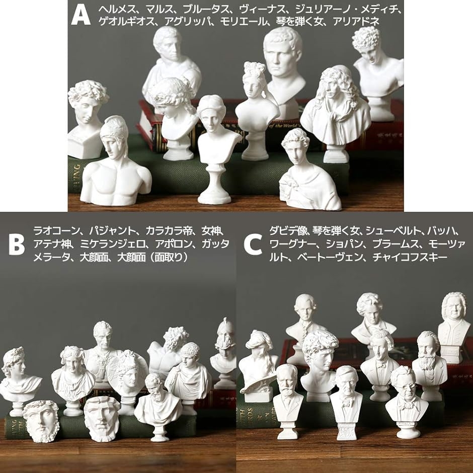 石膏像 ミニチュア フィギュア レプリカ 石膏像風 デッサン 樹脂製