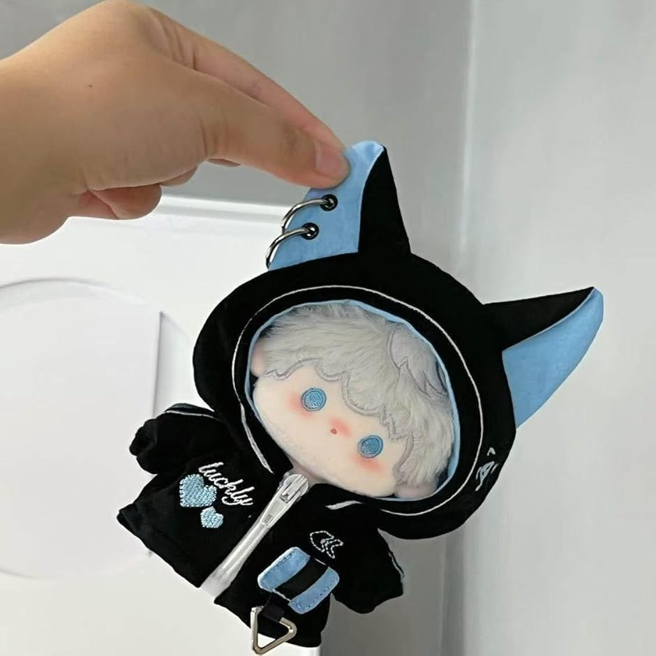 ぬい服 猫耳 サイバーパンク パーカー ぬいぐるみ 人形 (水色