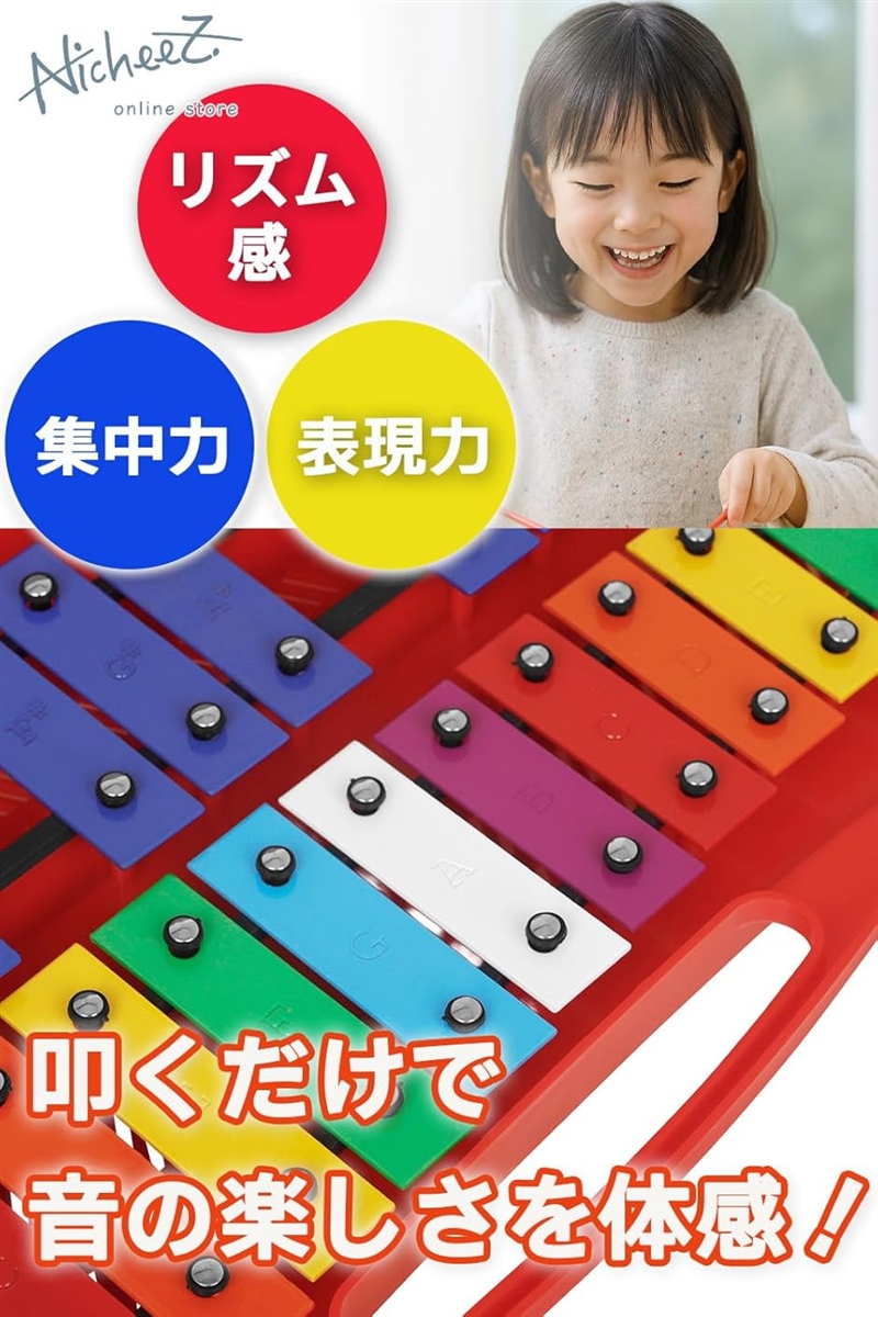 鉄琴 グロッケン メタロフォン 子供用 打楽器 25音 マレット ケース