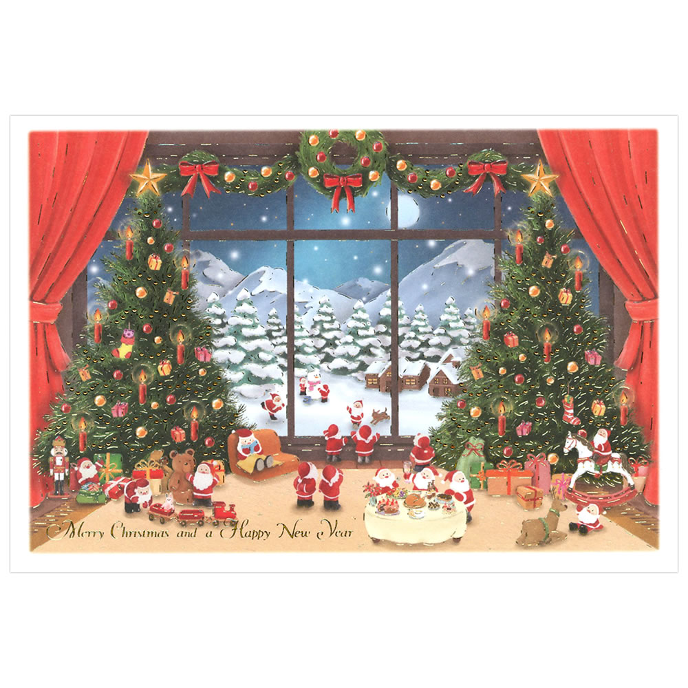 グリーティングライフ クリスマスカード 洋風 ミニサンタカード S-427