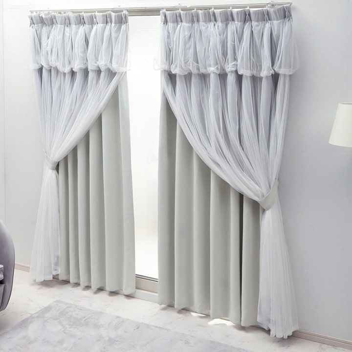 ドレープカーテン レイヤードカーテン 姫系 2重カーテン 2級遮光