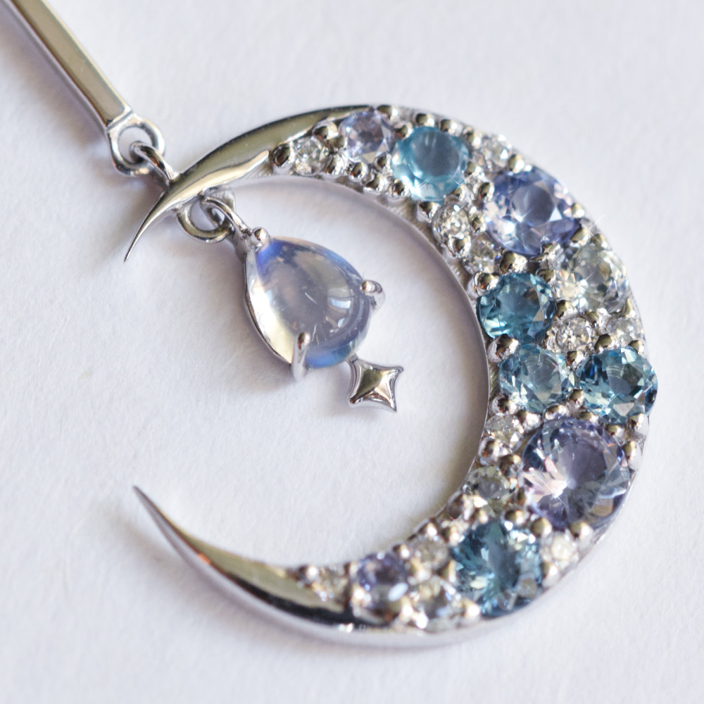 銀河鉄道の夜 モチーフ カラーストーン ペンダント ネックレス 10金