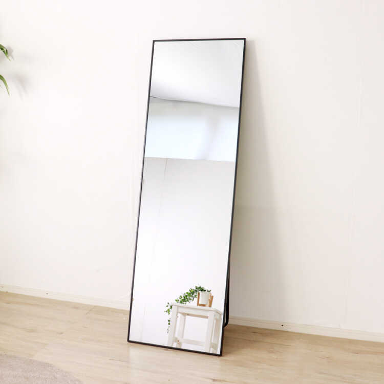 全身鏡 スタンドミラー オシャレ モダン 黒 幅50cm 高さ160cm