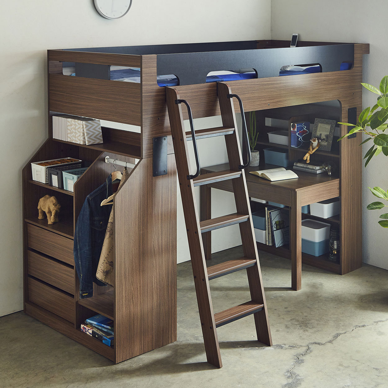 ネルコンシェルジュ システムベッド ロフトベッド ベッド、デスク