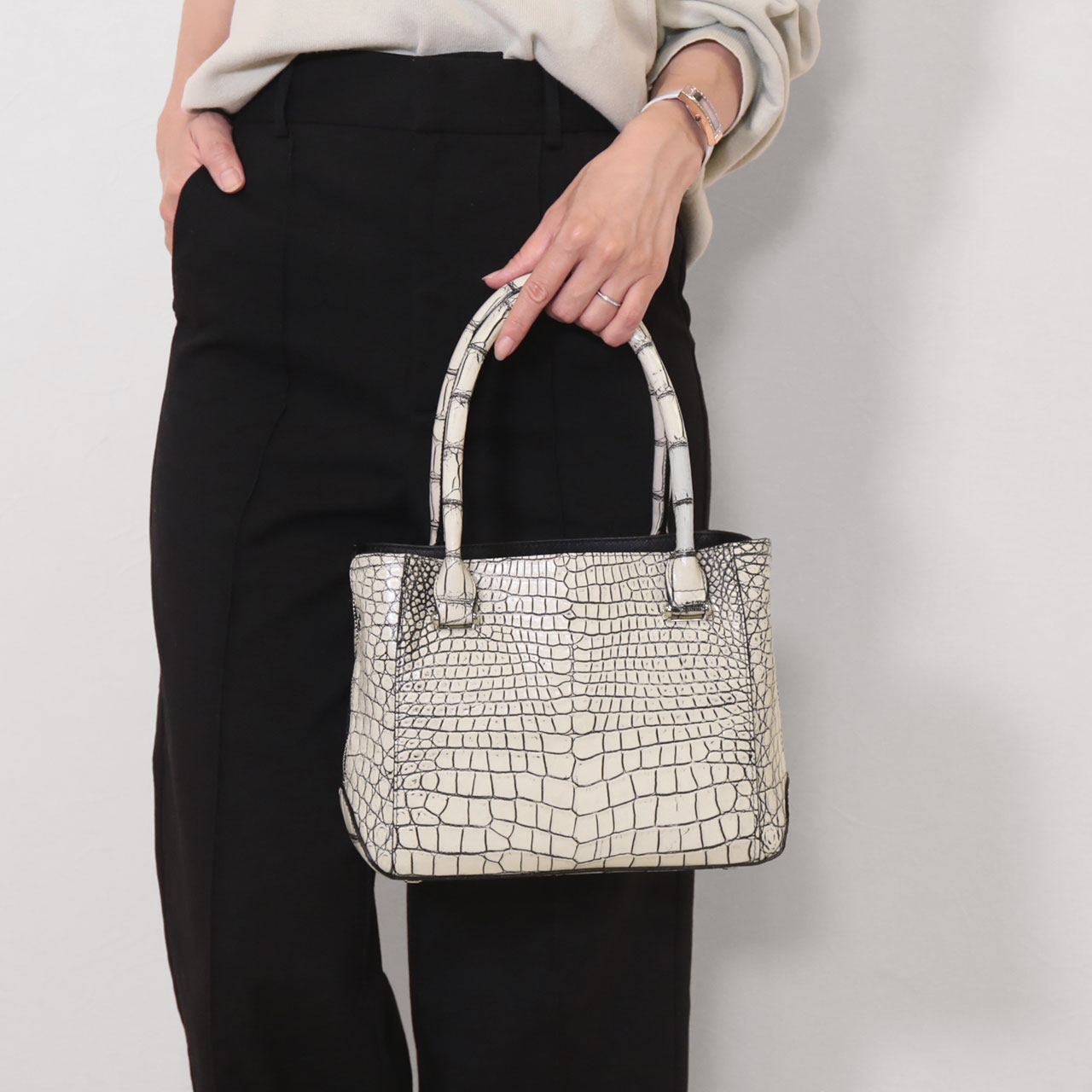 sankyo shokai（三京商会） クロコダイル ハンドバッグ レディース