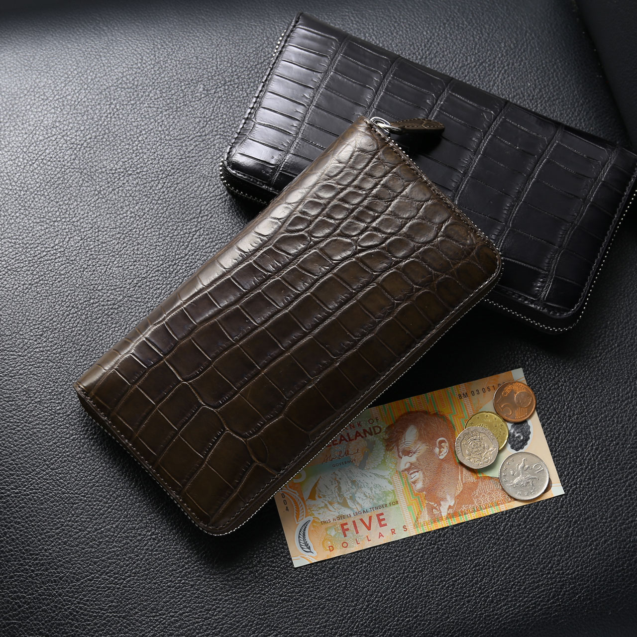 sankyo shokai（三京商会） クロコダイル メンズ 長財布 マット加工