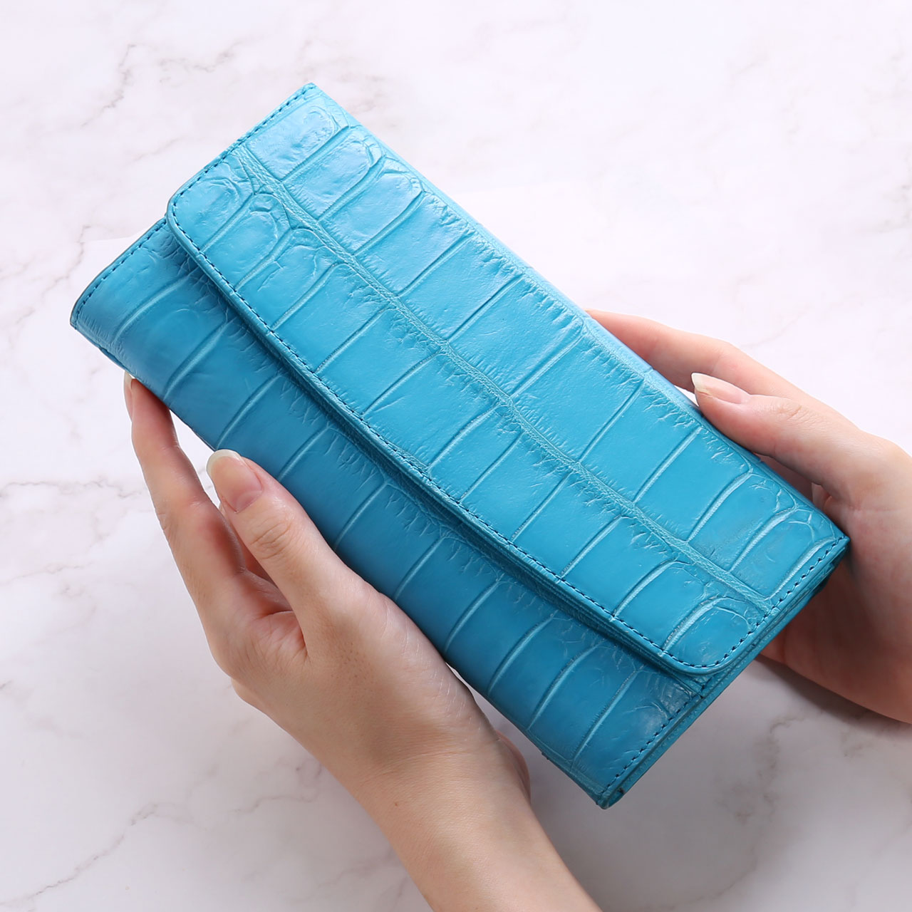 sankyo shokai（三京商会） クロコダイル 長財布 カブセ かぶせ 財布