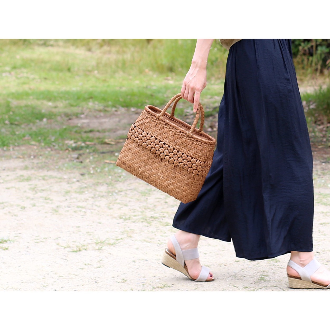 sankyo shokai（三京商会） 山葡萄 かごバッグ 網代編み 六角花編み