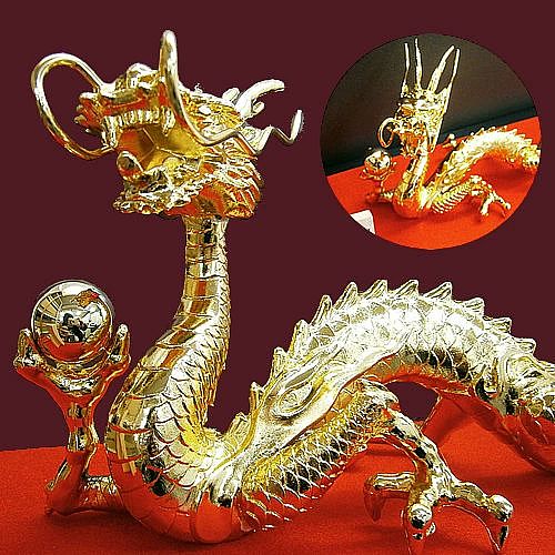 竜 インテリア置物 金龍曙（あけぼの）金メッキ 縁起物 金運上昇 新築