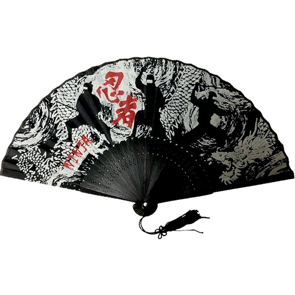 忍者 扇子 プラケース付き 絹扇子 扇 日本 漢字 デザイン 高級 シルク