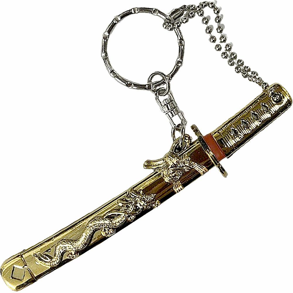 キーホルダー 神龍刀 縁起物 お守り 神竜刀 招福開運 金竜 ペーパー