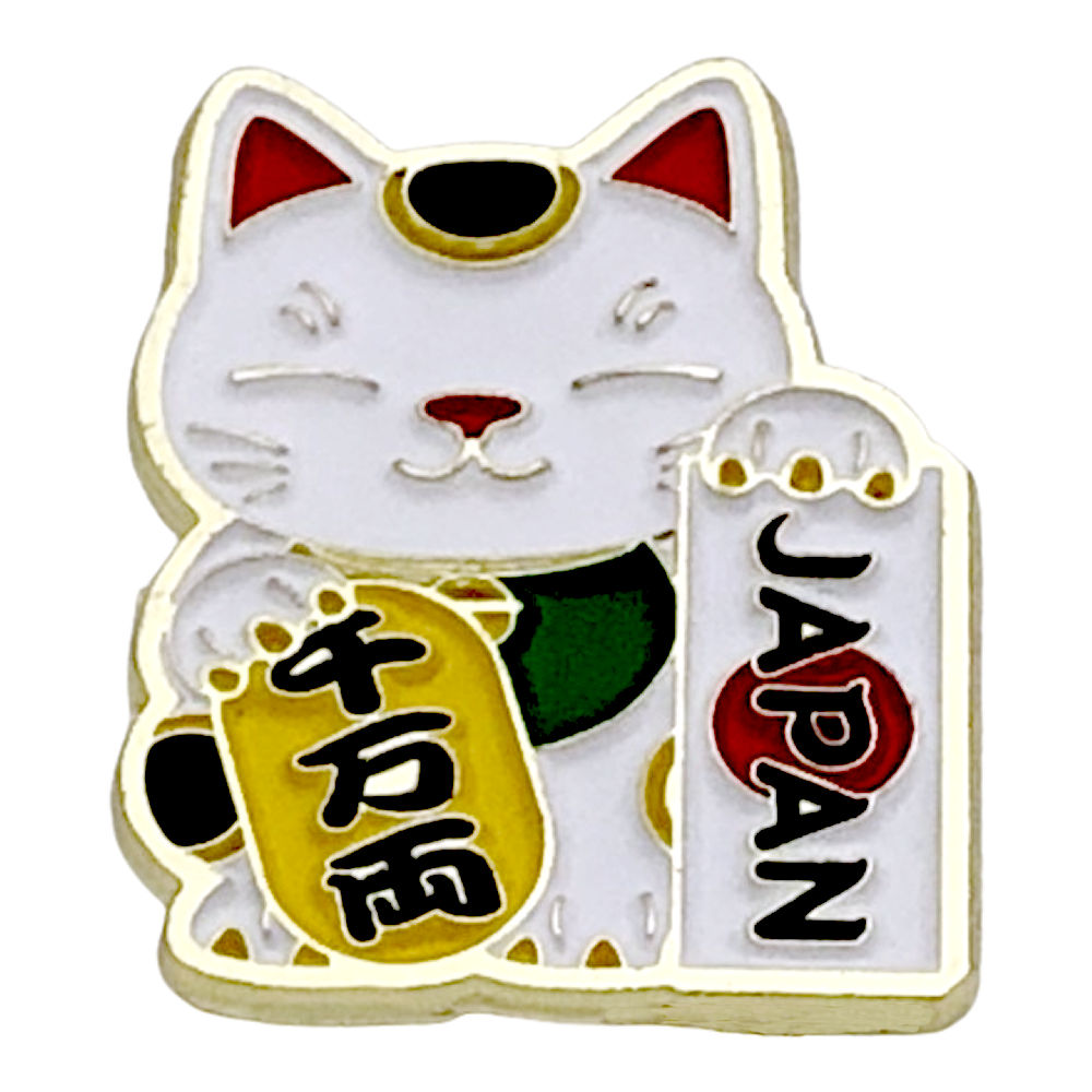 ピンバッジ 招き猫 和柄 縁起物 ピンズ 2.2cm x 2.9cm 安全留め具付き