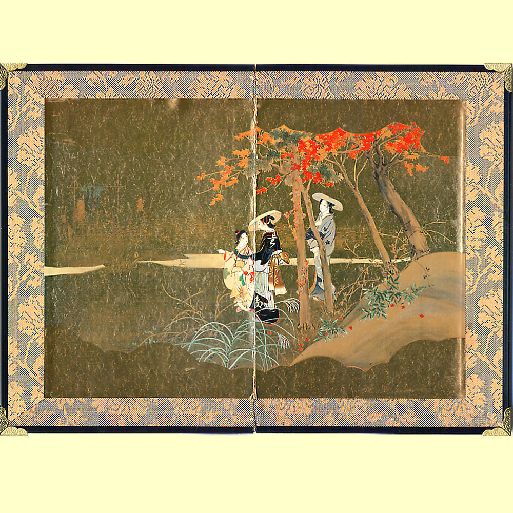 ミニ屏風 美人画 紅葉 二曲一双屏風 : 日本のおみやげ専門店 - 通販
