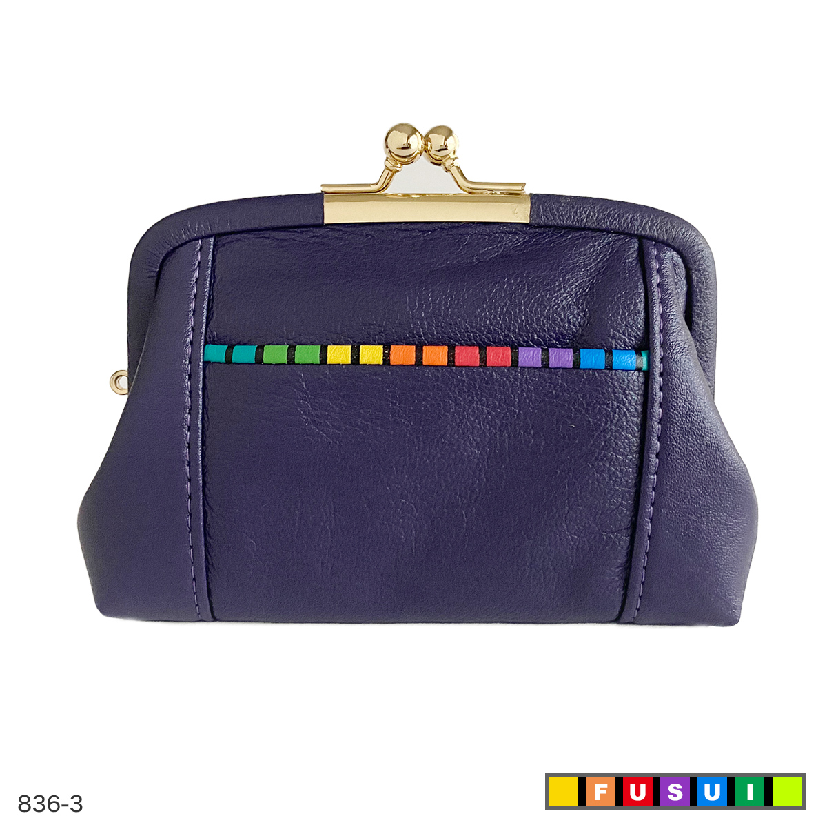 がま口 財布 本革 日本製 開運 レディース コンパクト財布 レインボー