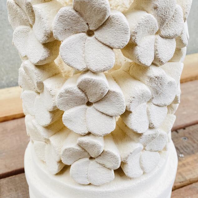 バリ島製 燈篭 ストーンオブジェ プルメリア パラス石 H43cm アジアン