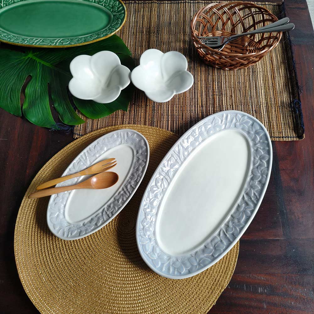 ジェンガラケラミック オーバル プレート 楕円 平皿 2色 グリーン