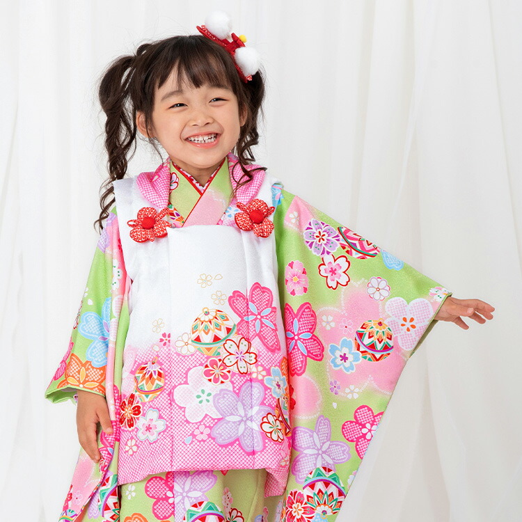 七五三 着物 3歳 被布セット 女の子8点フルセット 着付けマニュアル