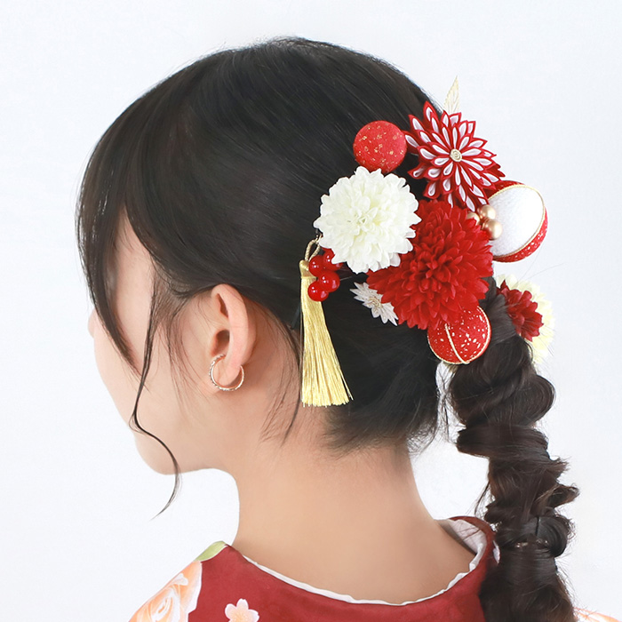KYOETSU（京越） 髪飾り 八重菊 成人式 卒業式 15点セット つまみ細工