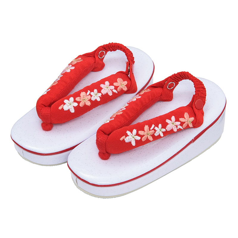 七五三 草履 3歳 5歳 17.5cm 桜刺繍 ころバンド付き かかとゴム