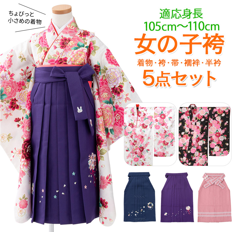 卒園式 袴セット 女の子 七五三 ちょっと小さめ プリンセスローズ 袴5