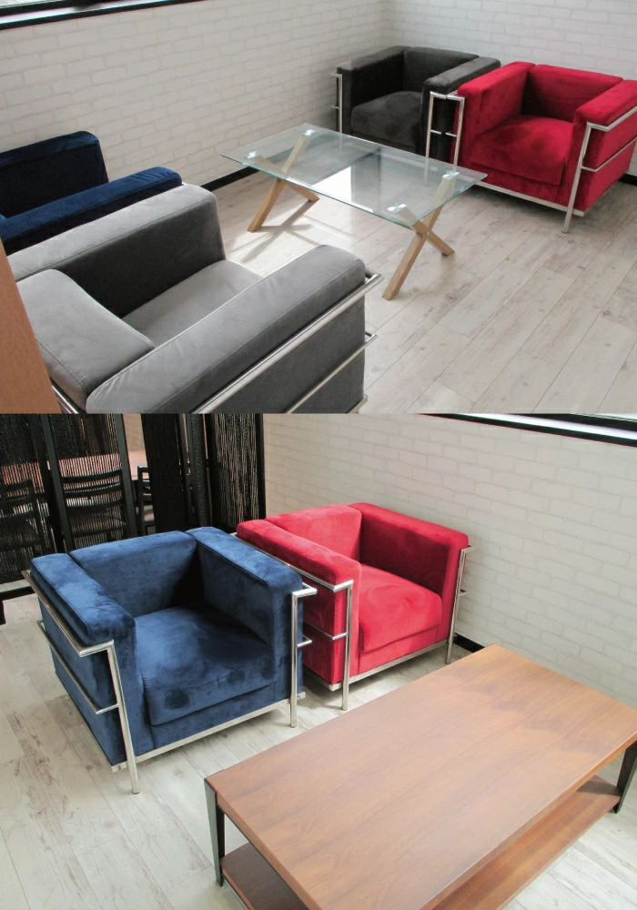 ル・コルビュジェ レプリカ仕様 1人掛けソファ ファブリック張り 幅