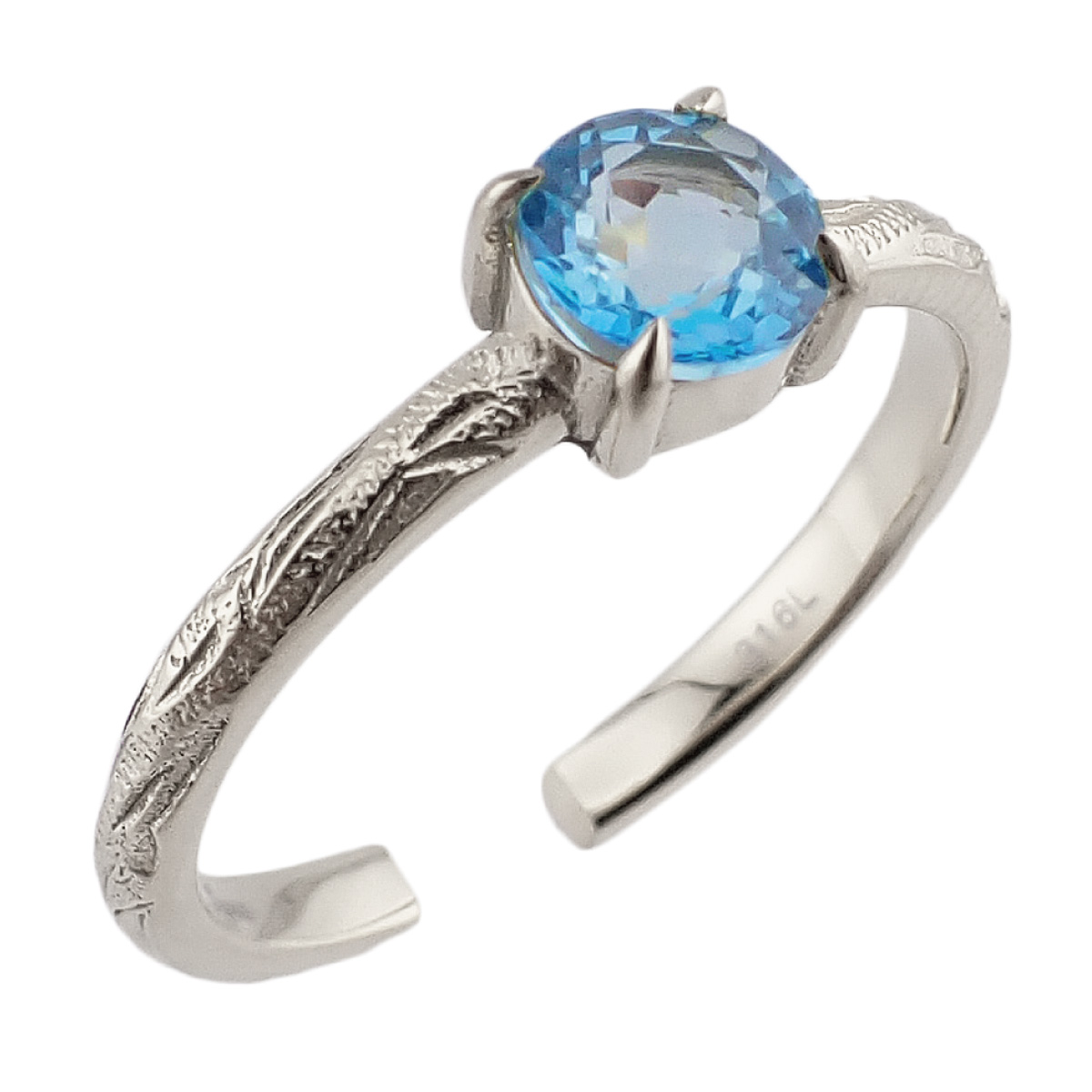 リング サージカルステンレス316L製 天然石 ガーネット ブルートパーズ