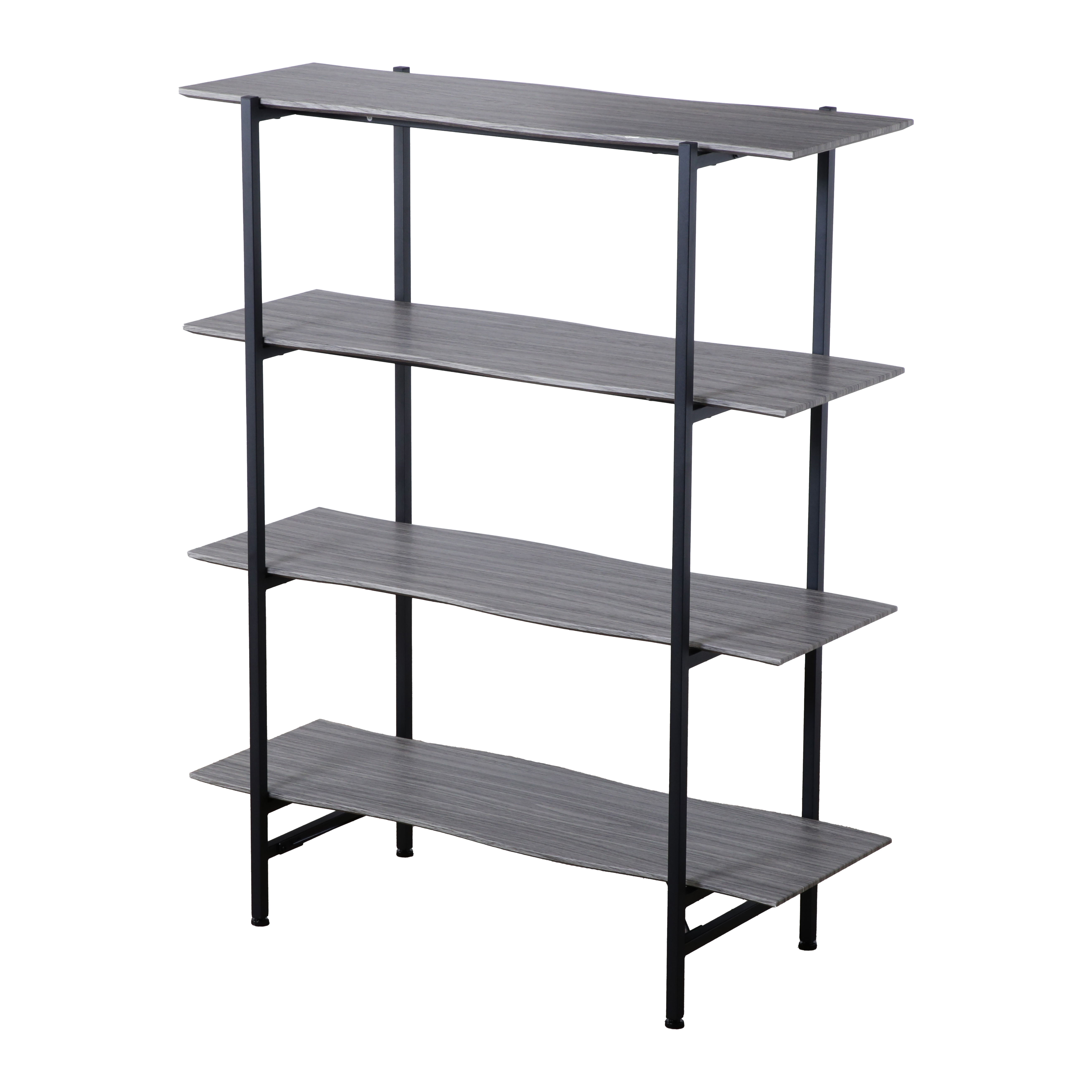 KAGUWORLD オープンラック 4段 ウェーブ アイアン オープンシェルフ