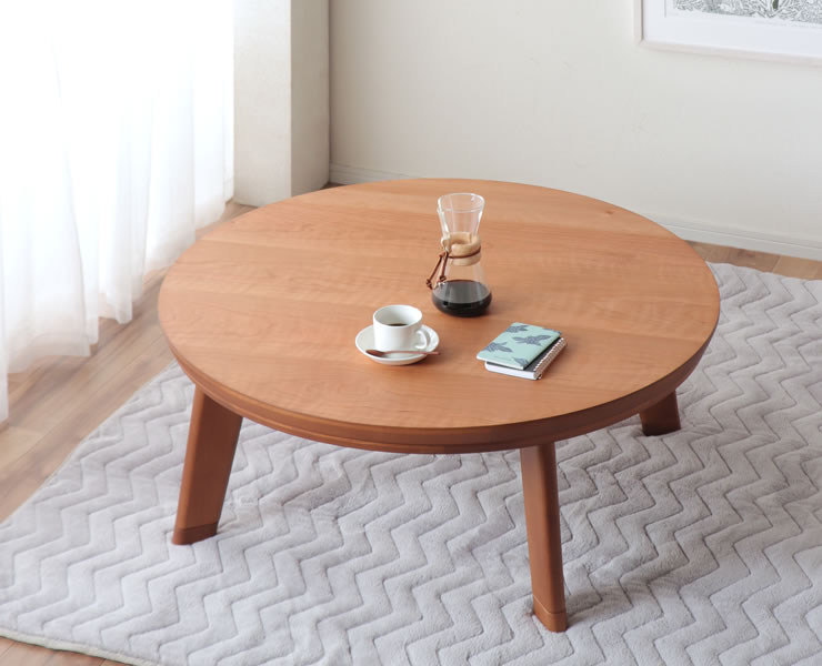 家具調コタツ こたつ 円形 100cm丸 木製（ブラックチェリー材） : 家具