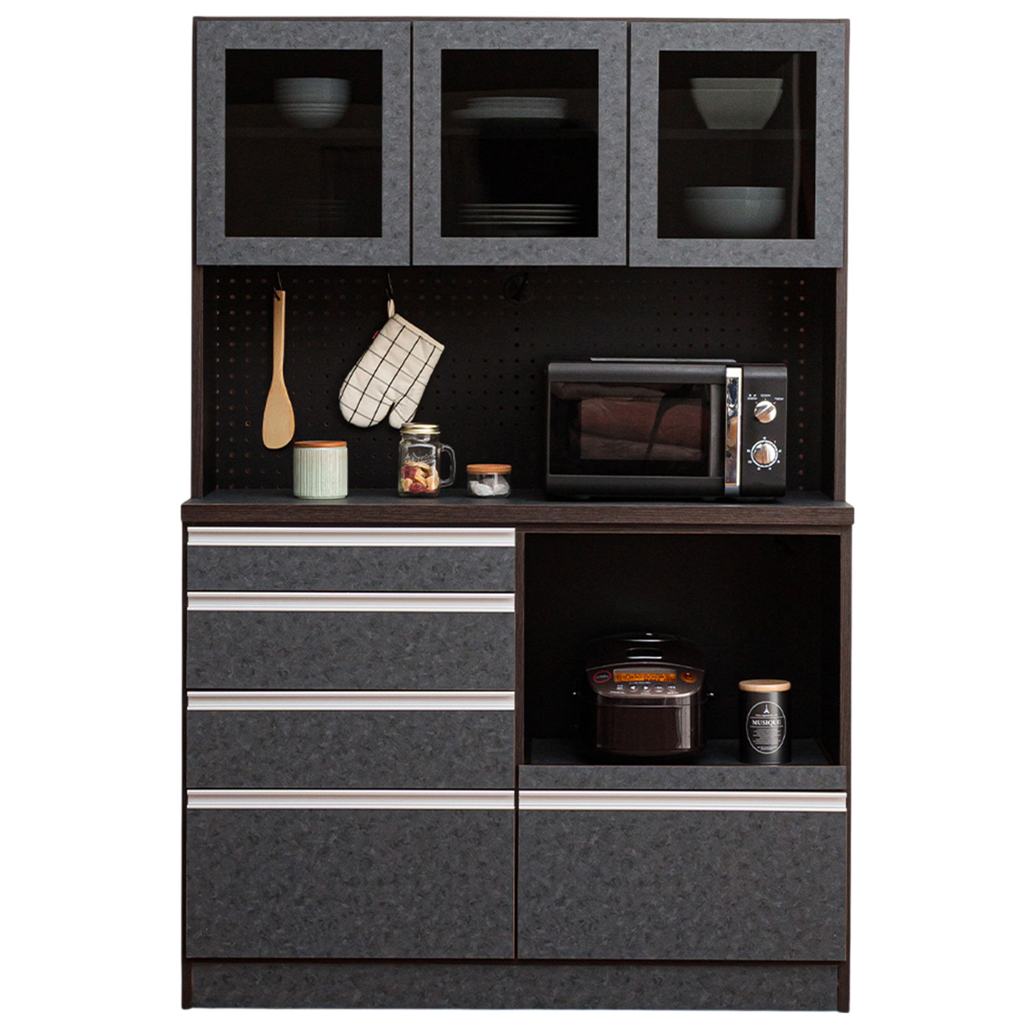 食器棚 完成品 日本製 幅120cm レンジ台 レンジボード カップボード