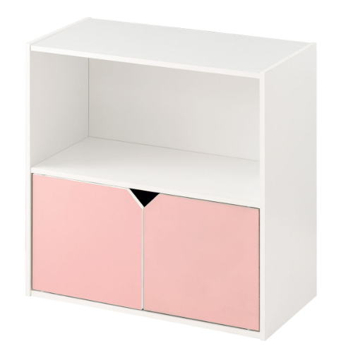 ぼん家具 カラーボックス キューブボックス 2段 扉付き リビング収納