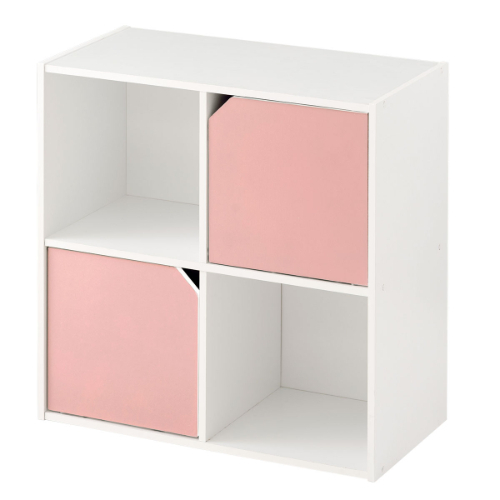 ぼん家具 【完成品】 カラーボックス キューブボックス 2段 扉付き