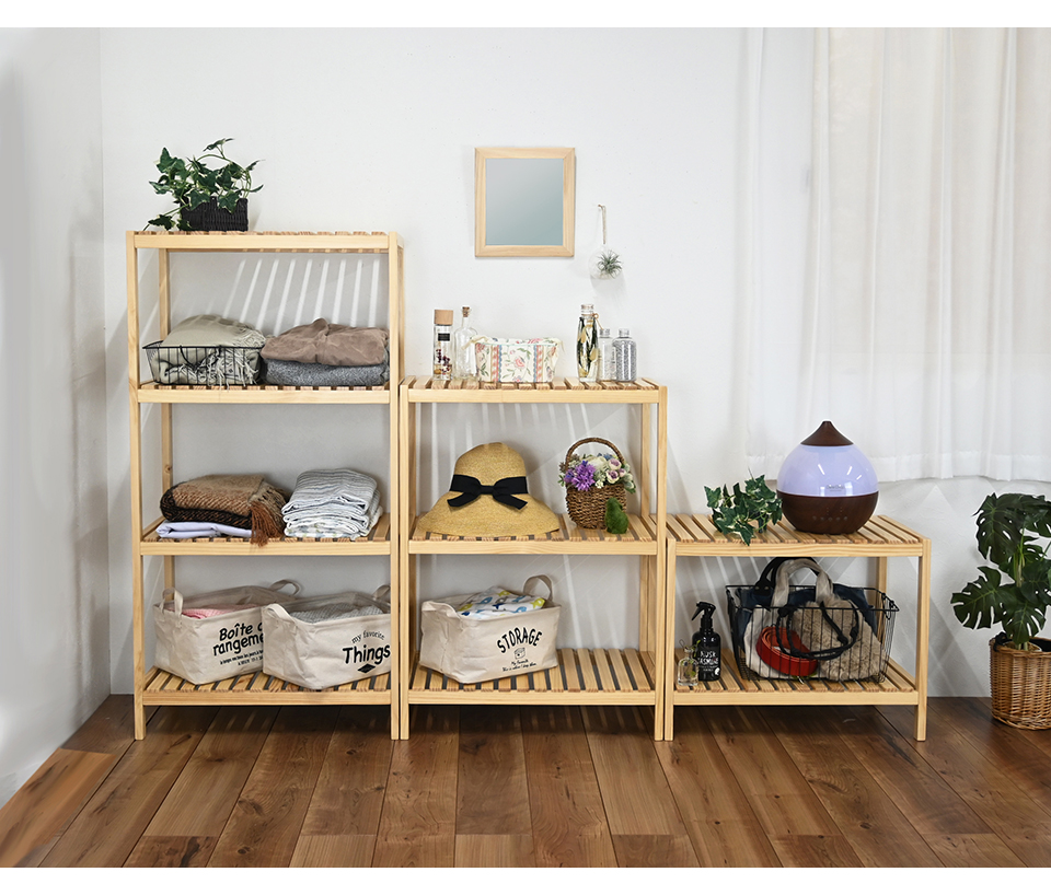 シェルフ 4段 幅60 天然木 ウッドラック オープンラック 棚 ナチュラル