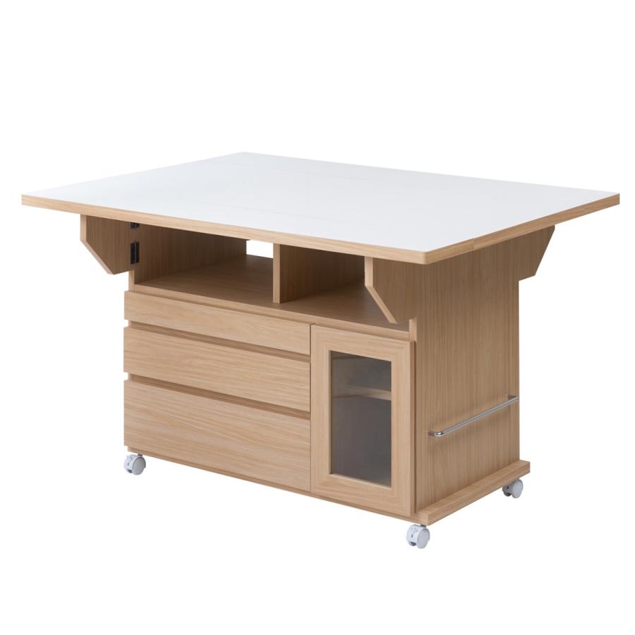 キッチン収納 テーブル バタフライカウンター 幅120 高さ70 白