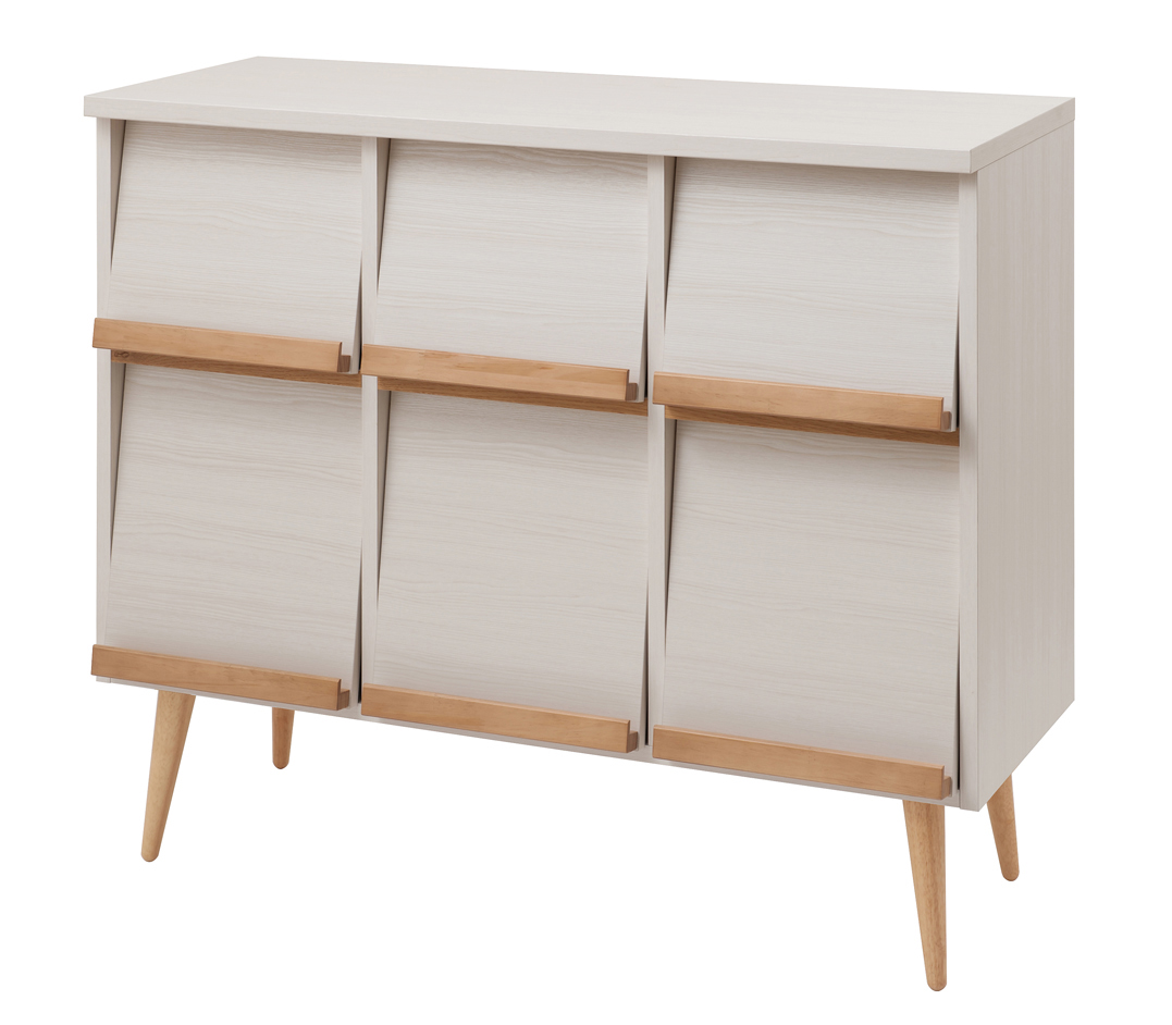 脚付きキャビネット 幅110 ナチュラル ホワイト リビングキャビネット