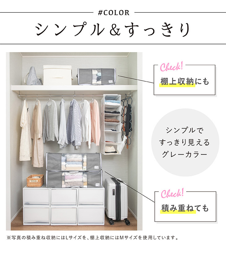 衣類収納袋 Lサイズ 2個セット 前開き 出し入れしやすい 収納袋 衣類