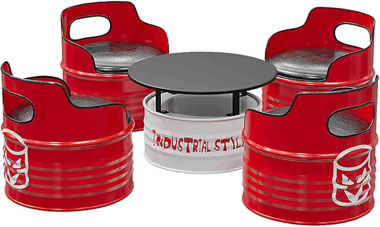 バーテーブルセット ドラム缶テーブル＆チェア5点セット アイアン