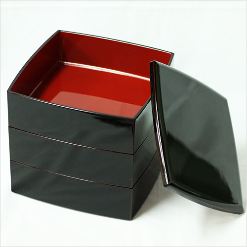 越前漆器 3段重箱 三段重 胴張 溜内朱 6寸 送料無料 国産 日本製 高級