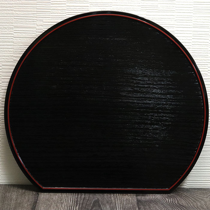 お盆 トレー おしゃれ 両面 半月盆 黒 朱 リバーシブル 両面抗菌加工