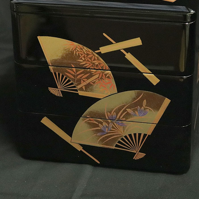 お正月に お祝いに きんま漆器 重箱 3段 台付 変わり文様 伝統工芸品