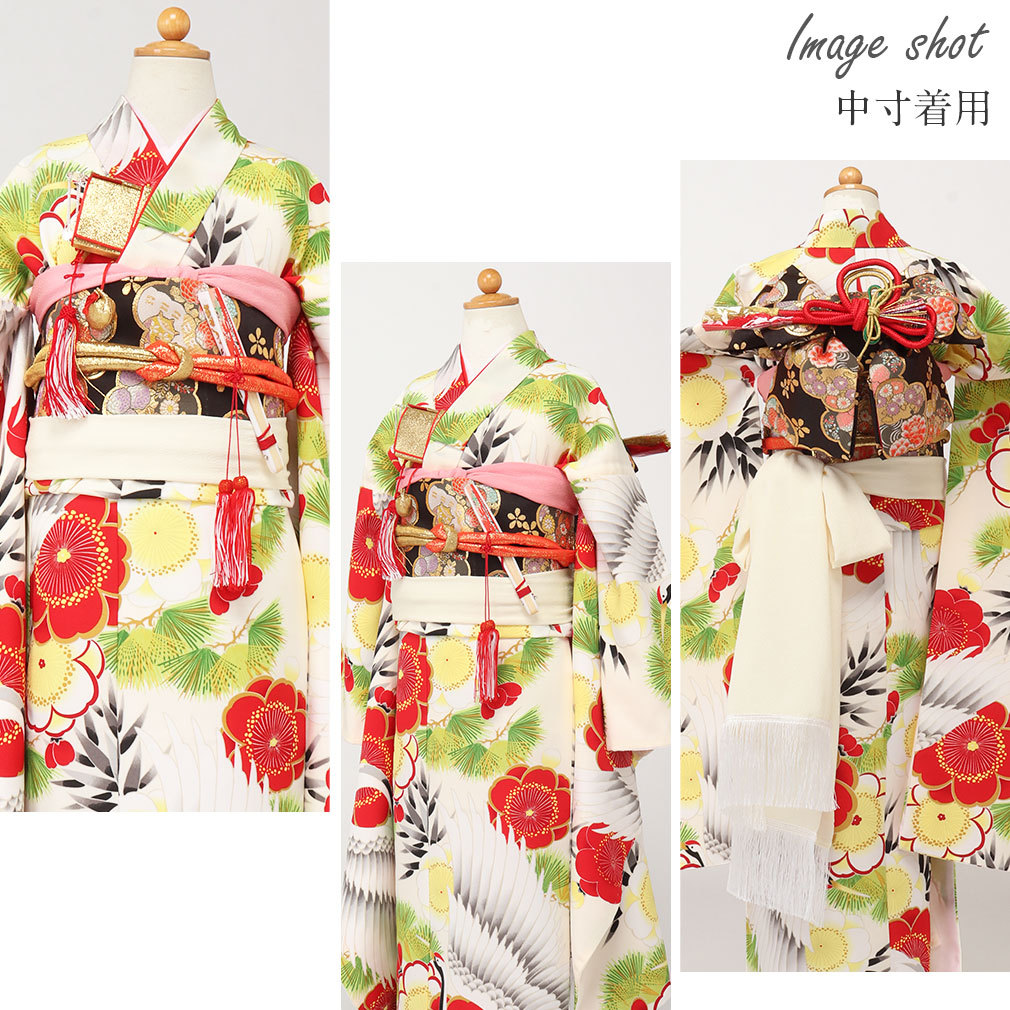 Kisste（キステ） 七五三 作り帯 帯 5歳 7歳 女の子 中 大 黒 梅 小花