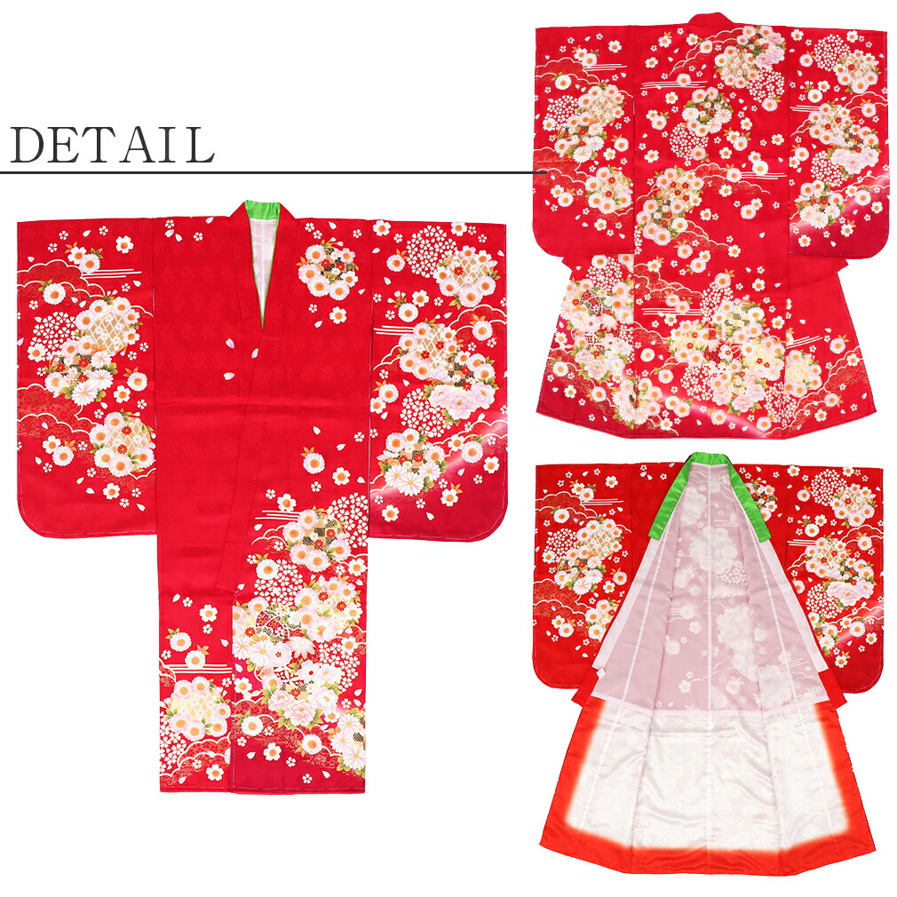 Kisste（キステ） 《七五三》 四つ身着物3点セット 着物+長襦袢+重ね衿