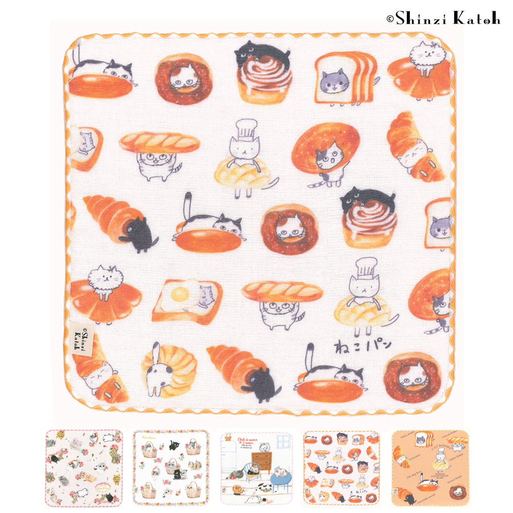 タオルハンカチ プレゼント レディース 女性 ネコ 猫柄 日本製 泉州