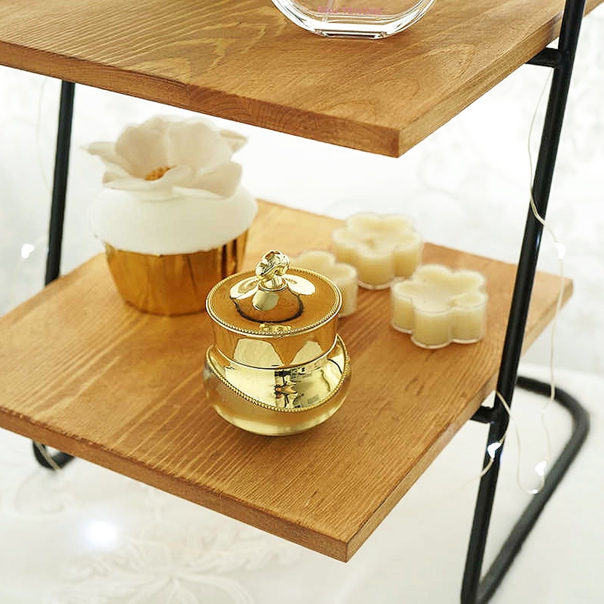 ケーキスタンド 3段 アンティーク 木製 鉄製 ディスプレイ ラック 北欧