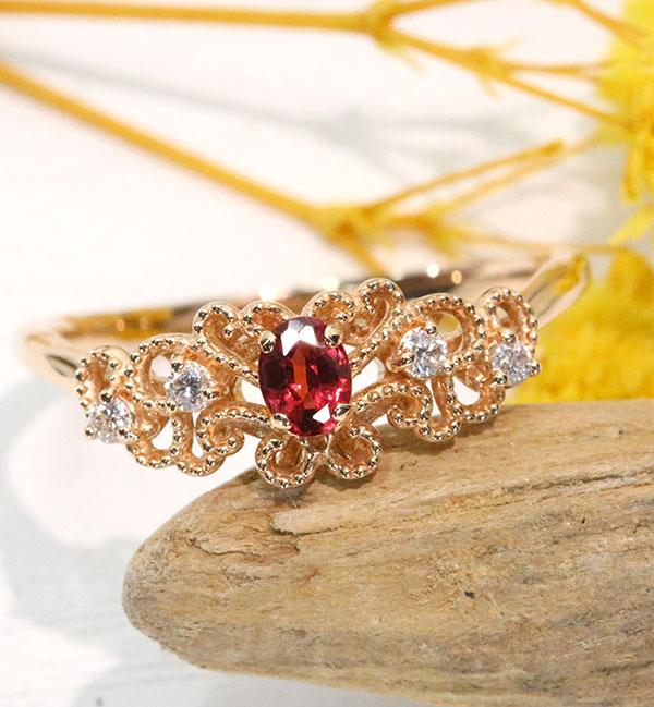 レッド スピネル リング/指輪 0.20カラット 18金ピンクゴールド K18PG