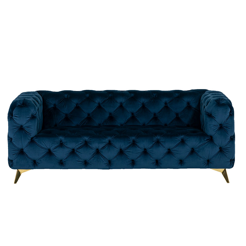 ソファ ソファー 3人掛け 英国調 ベロア生地 ベルベット生地 ボタン